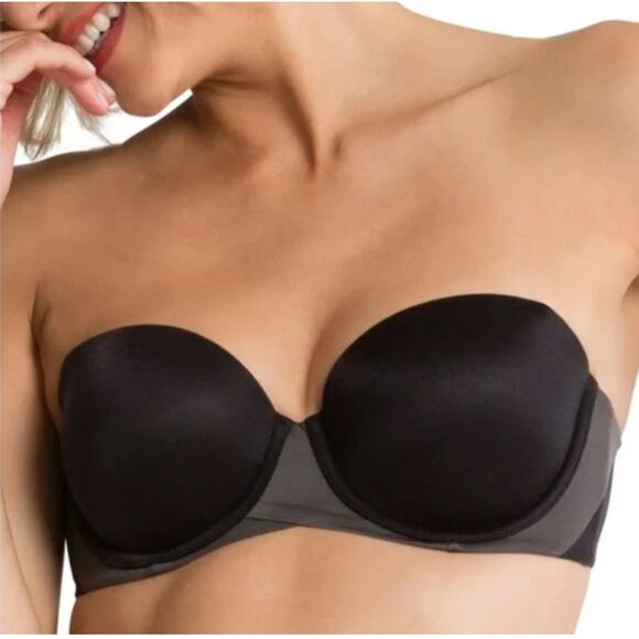 Spanx Pillow Cup Padded Bra Black Signature Strapless Women 38C Adjustable Strap - Picture 3 of 11